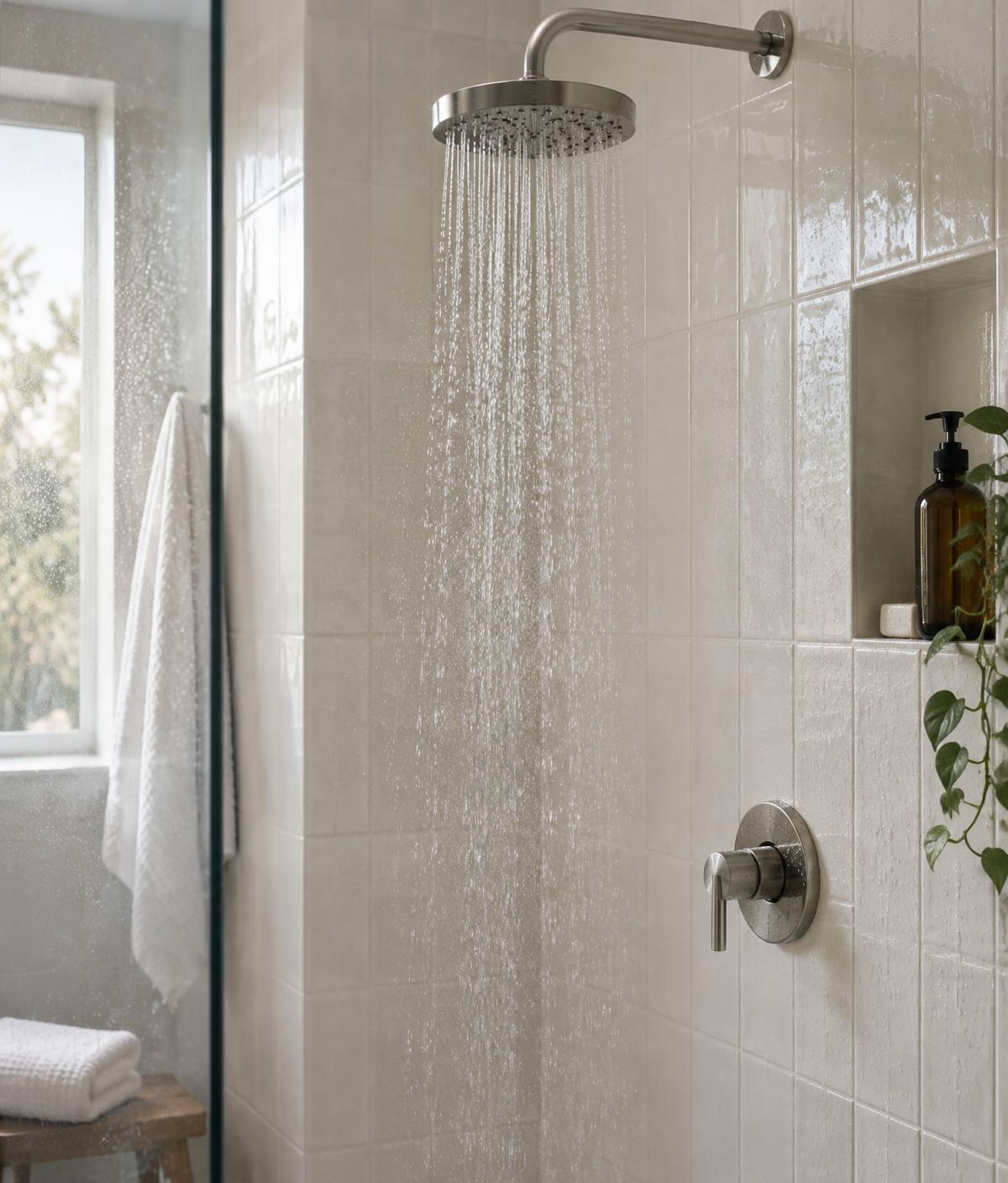 Water flowing in a home shower